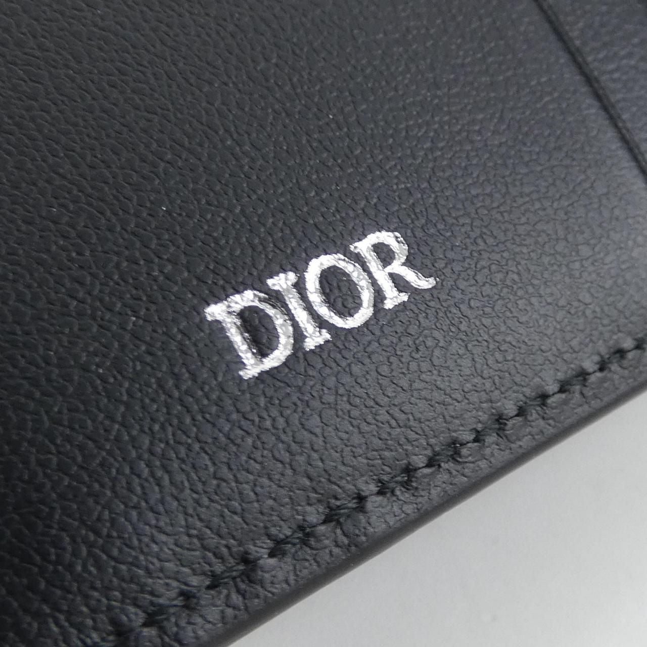 Christian Dior Dior Bifold Wallet CD Logo Leather Black