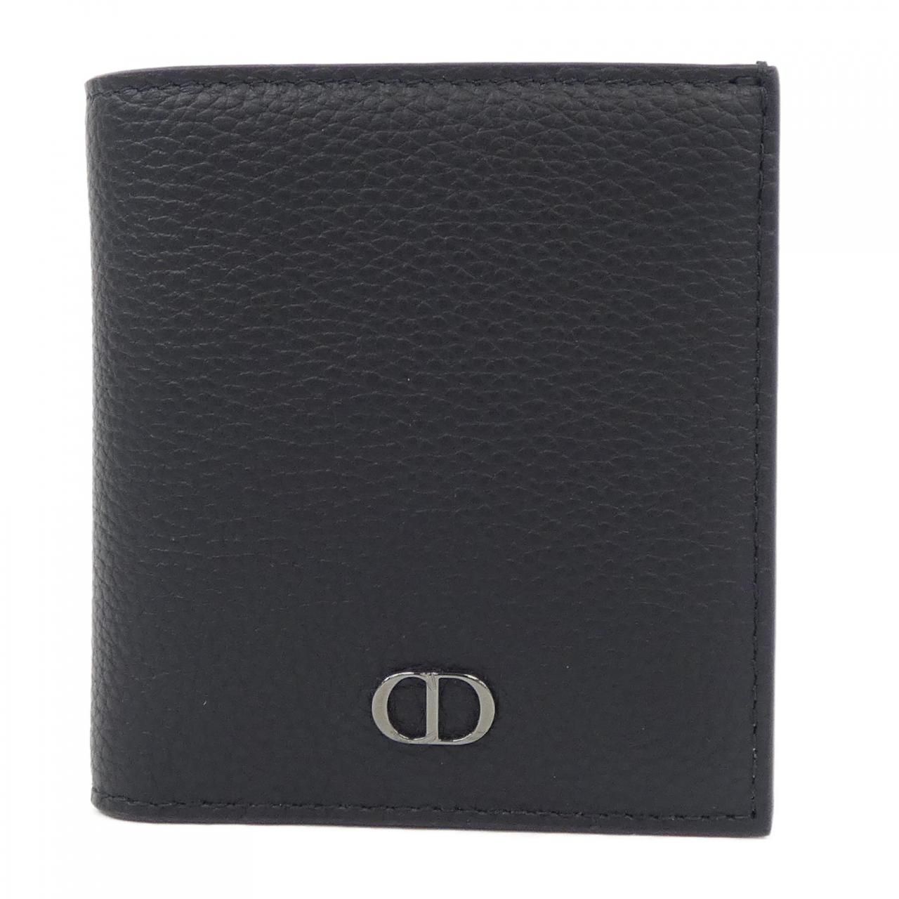 Christian Dior Dior Bifold Wallet CD Logo Leather Black