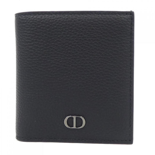 Christian Dior Dior Bifold Wallet CD Logo Leather Black