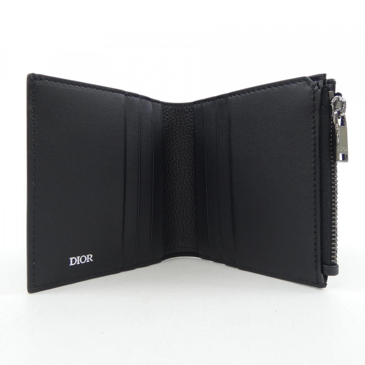 Christian Dior Dior Bifold Wallet CD Logo Leather Black