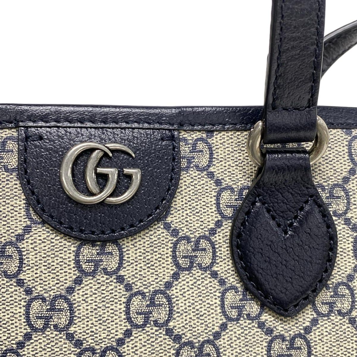 Gucci Tote Bag Excellent Condition GG Supremeggmarmont 765043 Ivory X Navy 2way