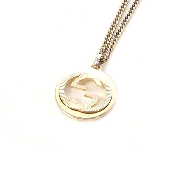 Gucci GG Logo Necklace Pendant Chain Silver