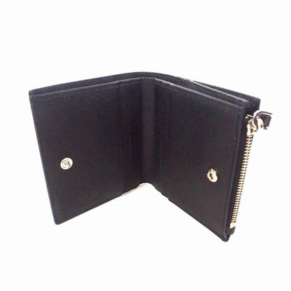 Prada Saffiano Triangle Compact Leather Bifold Wallet Tu Black 2ml049