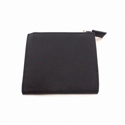 Prada Saffiano Triangle Compact Leather Bifold Wallet Tu Black 2ml049