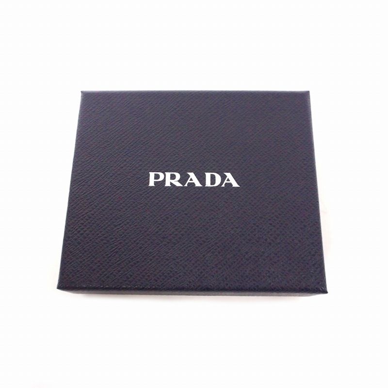 Prada Saffiano Triangle Compact Leather Bifold Wallet Tu Black 2ml049