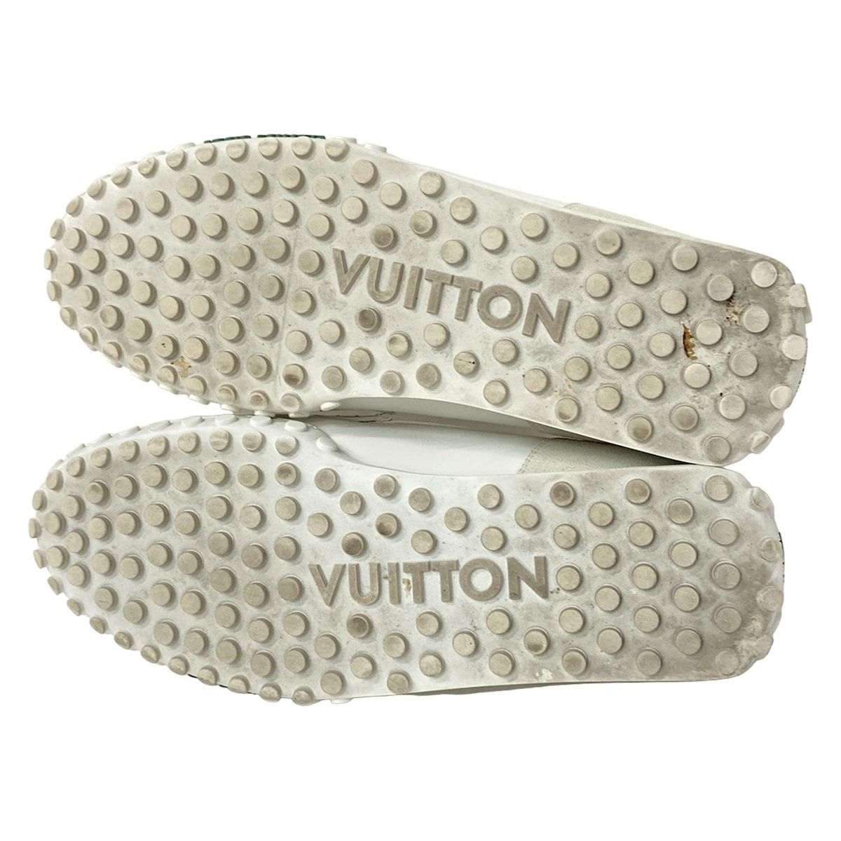 Louis Vuitton Driving Shoes 7 1/2 Men's Racer Line White X Green Leather