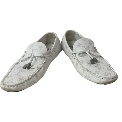 Louis Vuitton Driving Shoes 7 1/2 Men's LV Driver Line Loafers White X Light