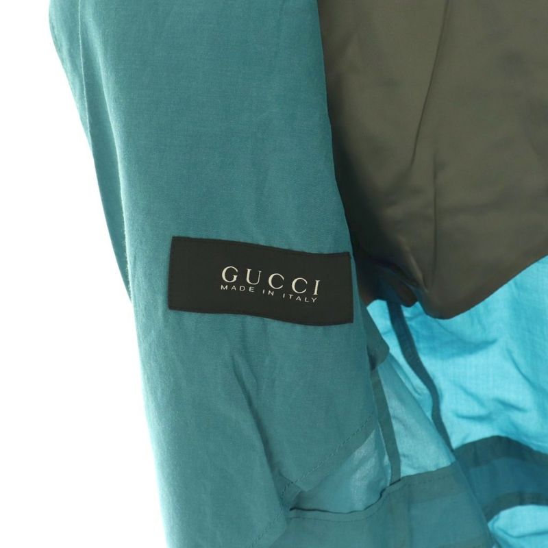 Gucci Silk Blend 2b Jacket Tailored 46 Turquoise Blue 304814 Z4579 Hk • OS • Sh