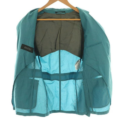 Gucci Silk Blend 2b Jacket Tailored 46 Turquoise Blue 304814 Z4579 Hk • OS • Sh
