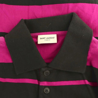 Saint Laurent Paris Border Short Sleeve Polo Shirt S Pink Black 662016 22ss Hk