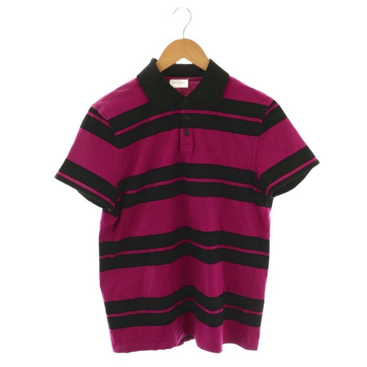 Saint Laurent Paris Border Short Sleeve Polo Shirt S Pink Black 662016 22ss Hk