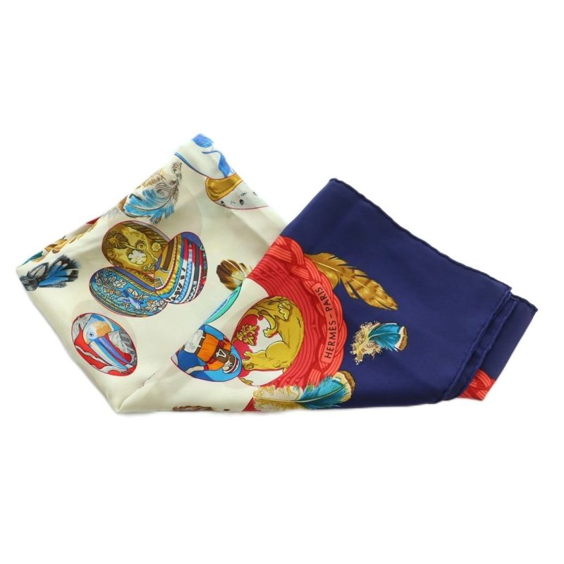 Hermes Couvee D'Hermes Chicks Carre90 Scarf Silk All Over Pattern Multicolor Mi