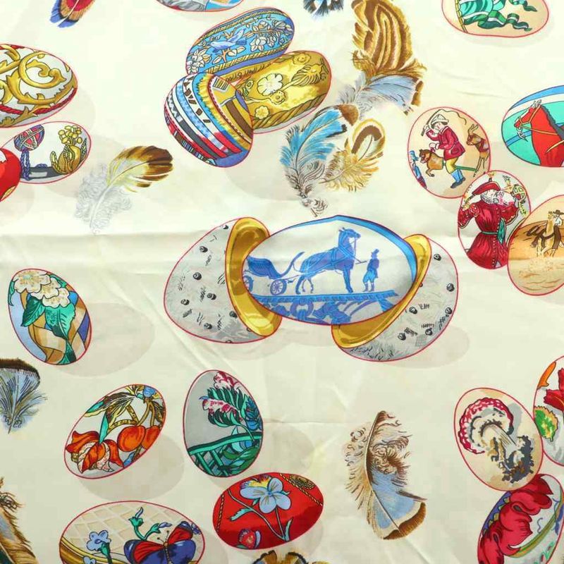 Hermes Couvee D'Hermes Chicks Carre90 Scarf Silk All Over Pattern Multicolor Mi