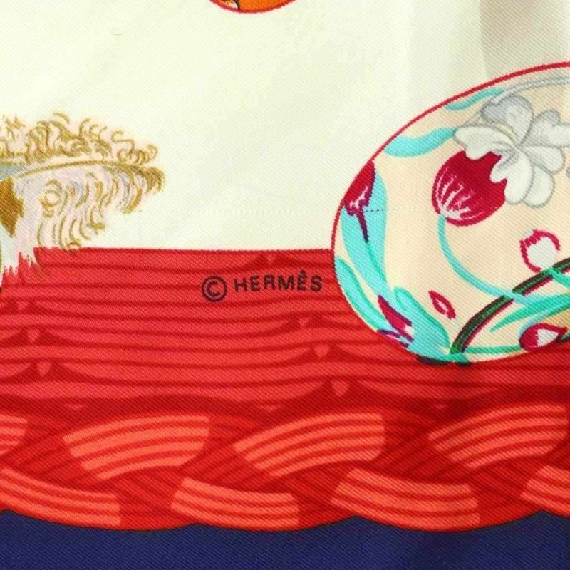 Hermes Couvee D'Hermes Chicks Carre90 Scarf Silk All Over Pattern Multicolor Mi