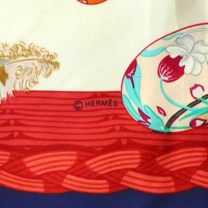 Hermes Couvee D'Hermes Chicks Carre90 Scarf Silk All Over Pattern Multicolor Mi
