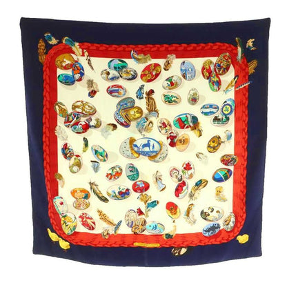 Hermes Couvee D'Hermes Chicks Carre90 Scarf Silk All Over Pattern Multicolor Mi