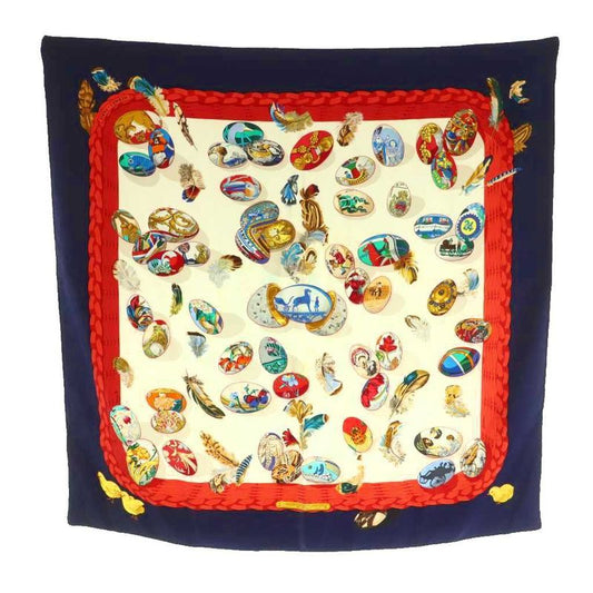 Hermes Couvee D'Hermes Chicks Carre90 Scarf Silk All Over Pattern Multicolor Mi