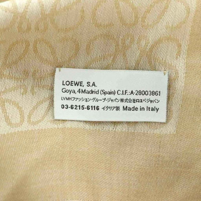 Loewe Anagram Shawl Muffler Floral Wool Blend Cashmere Blend Silk Blend Beige