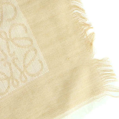 Loewe Anagram Shawl Muffler Floral Wool Blend Cashmere Blend Silk Blend Beige