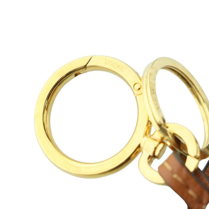 Loewe Anagram Key Ring Leather Charm Gold Color Brown Mi • OS • OH