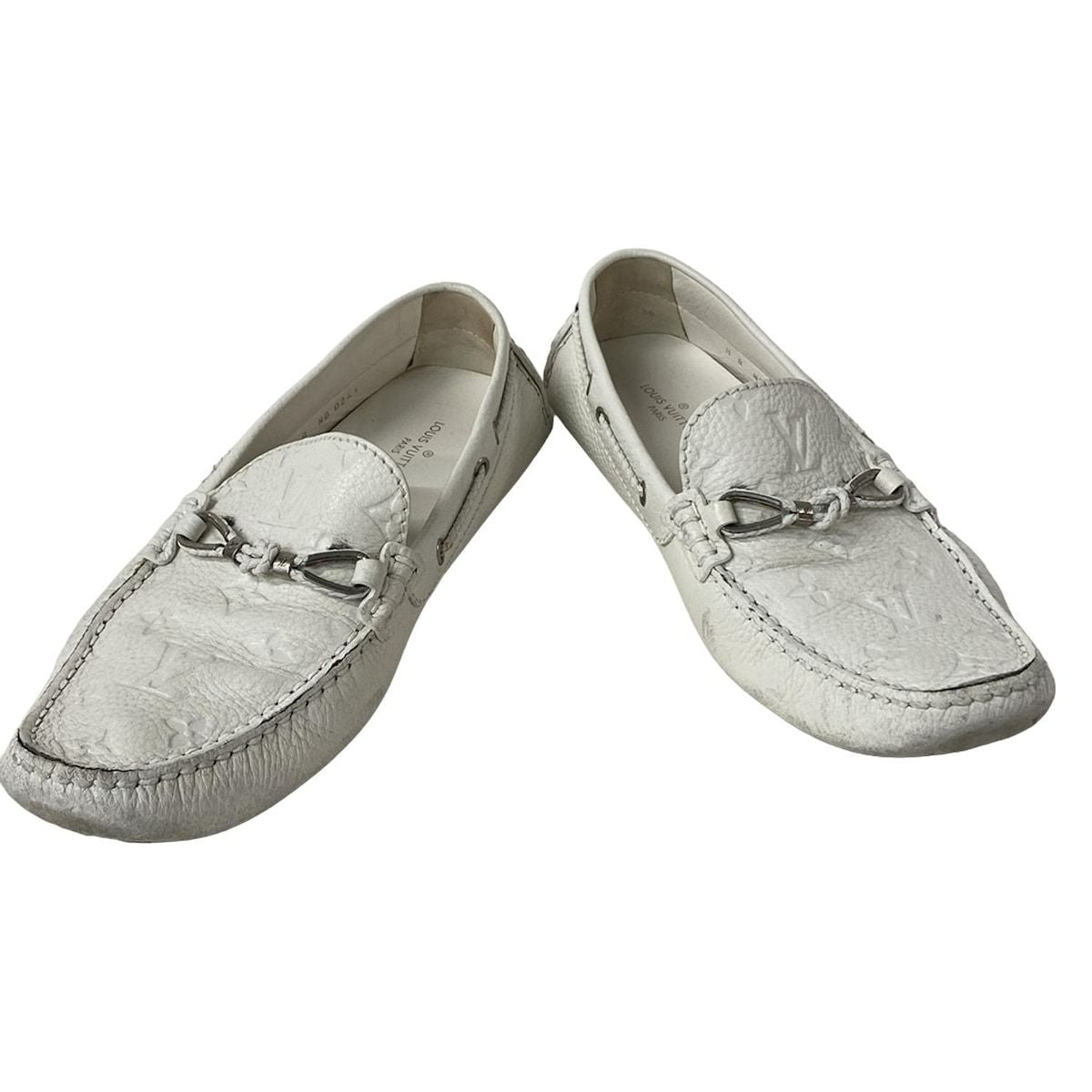 Louis Vuitton Driving Shoes 8 Men's - White X Silver Leather