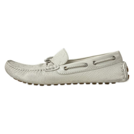 Louis Vuitton Driving Shoes 8 Men's - White X Silver Leather