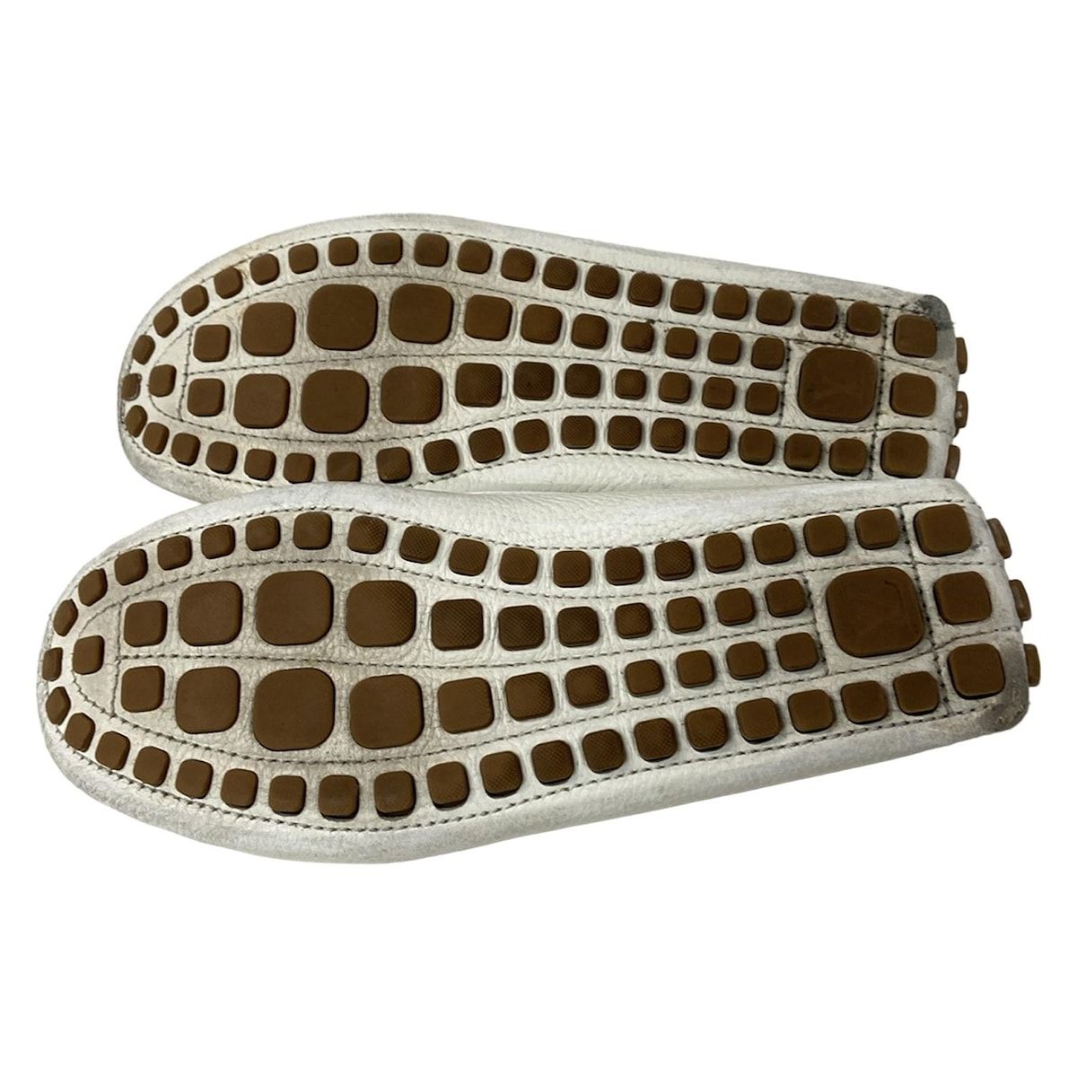 Louis Vuitton Driving Shoes 8 Men's - White X Silver Leather