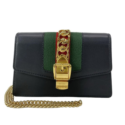 Gucci Shoulder Bag Excellent Condition Sherry / Sylvie 494646 Black Chain