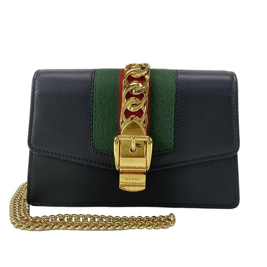 Gucci Shoulder Bag Excellent Condition Sherry / Sylvie 494646 Black Chain