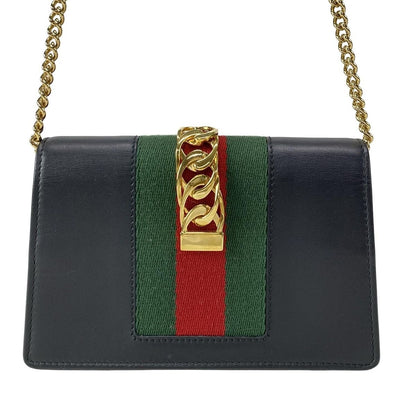 Gucci Shoulder Bag Excellent Condition Sherry / Sylvie 494646 Black Chain