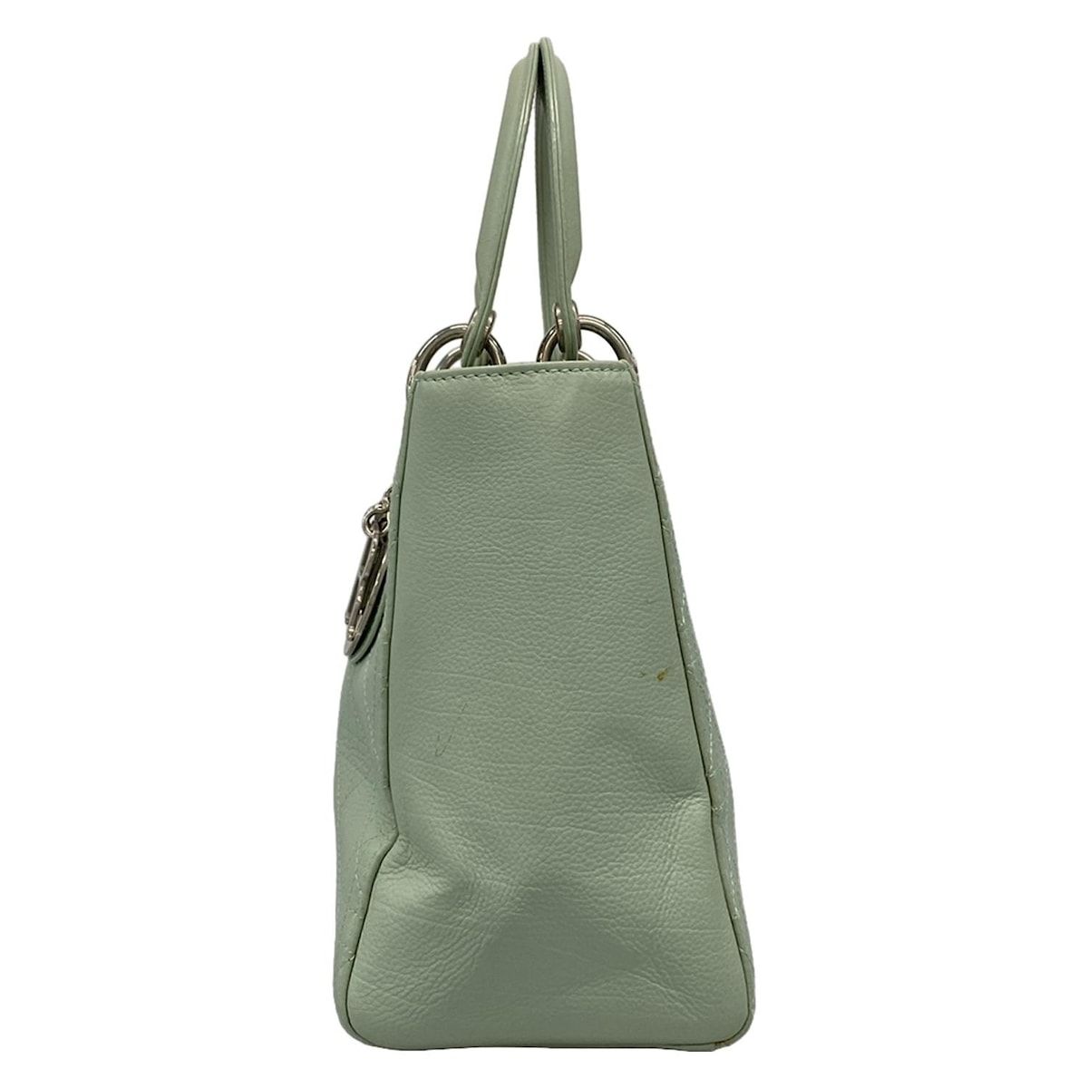 Dior/christian Dior Handbag Lady Dior Medium Bag Light Green Silver Hardware