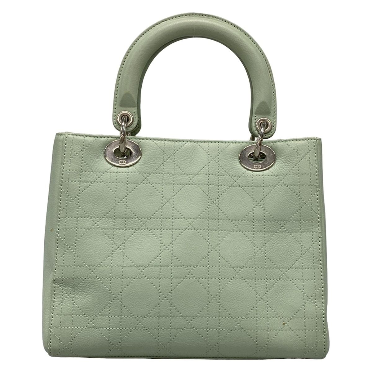 Dior/christian Dior Handbag Lady Dior Medium Bag Light Green Silver Hardware