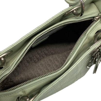 Dior/christian Dior Handbag Lady Dior Medium Bag Light Green Silver Hardware