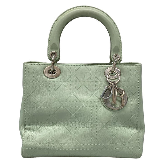 Dior/christian Dior Handbag Lady Dior Medium Bag Light Green Silver Hardware