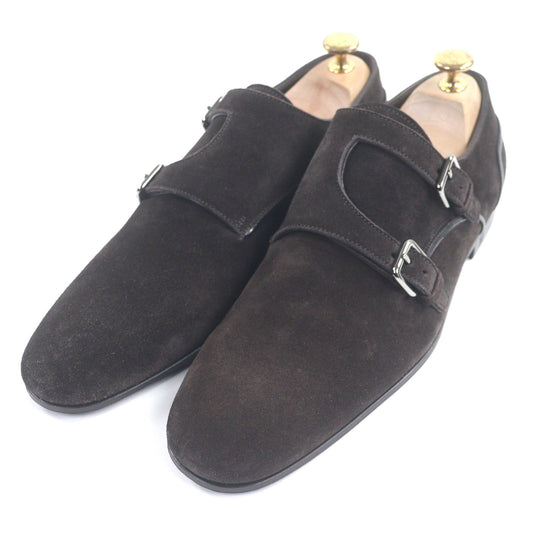 Unused Item□Louis Vuitton Suede Leather Double Monk Strap Dress Shoes Dark