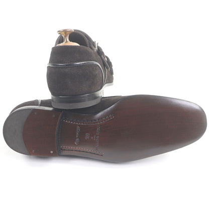 Unused Item□Louis Vuitton Suede Leather Double Monk Strap Dress Shoes Dark
