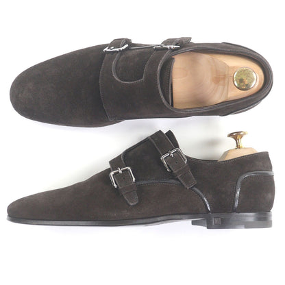 Unused Item□Louis Vuitton Suede Leather Double Monk Strap Dress Shoes Dark