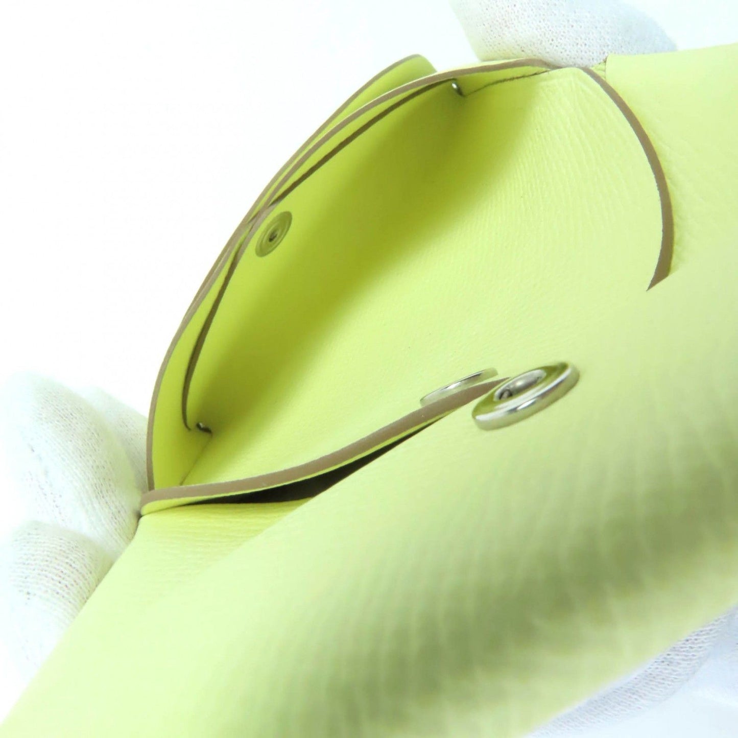 Unused Item◇Hermes Calvi Duo Vaux Epson Jaune Milton Silver Hardware Coin Case