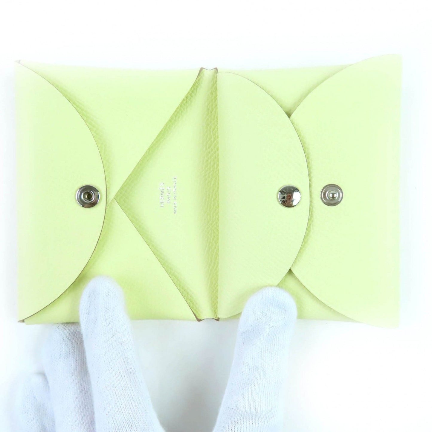 Unused Item◇Hermes Calvi Duo Vaux Epson Jaune Milton Silver Hardware Coin Case