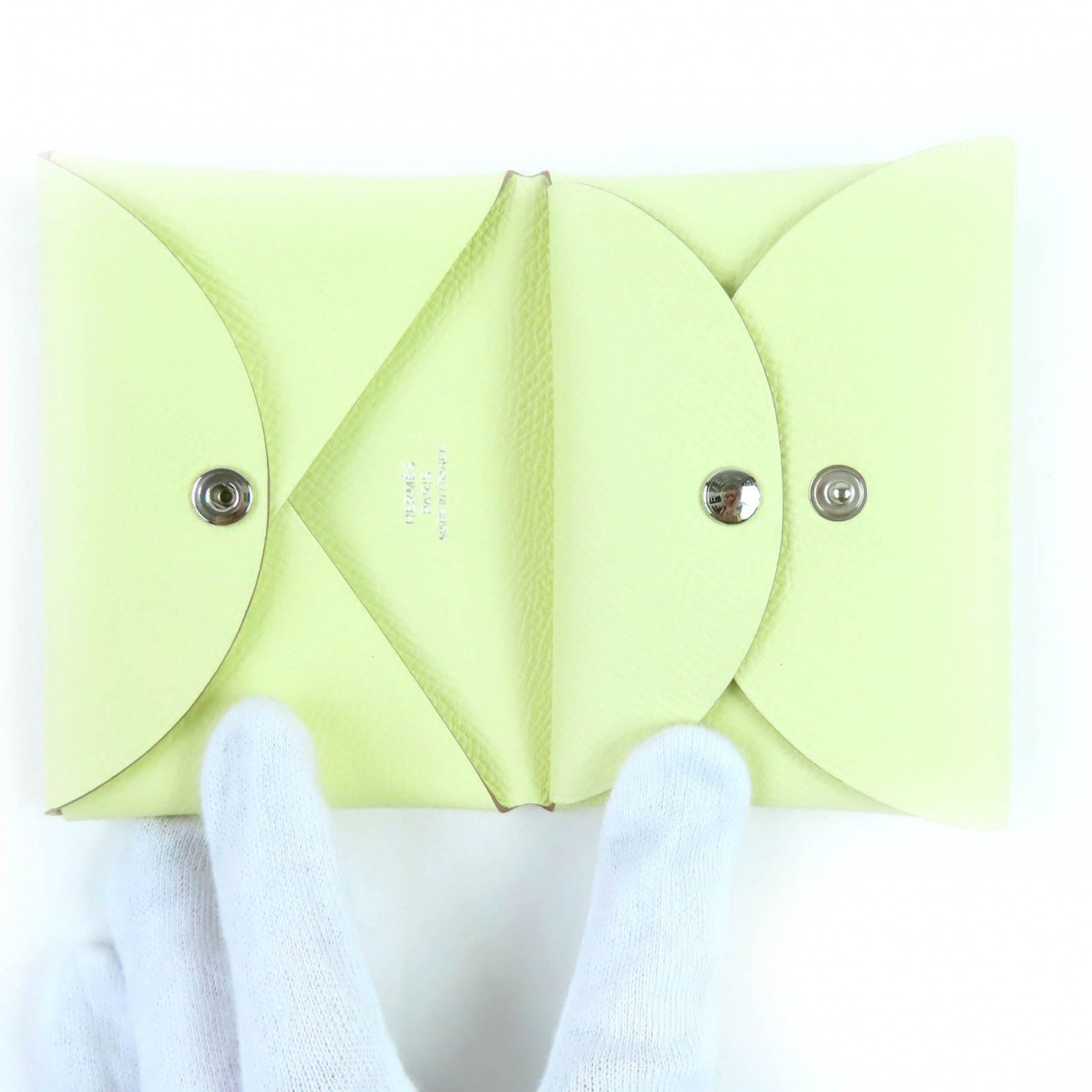 Unused Item◇Hermes Calvi Duo Vaux Epson Jaune Milton Silver Hardware Coin Case