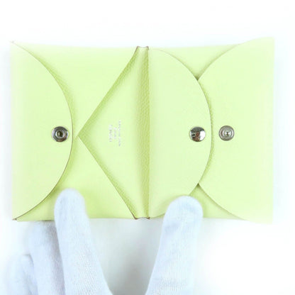 Unused Item◇Hermes Calvi Duo Vaux Epson Jaune Milton Silver Hardware Coin Case