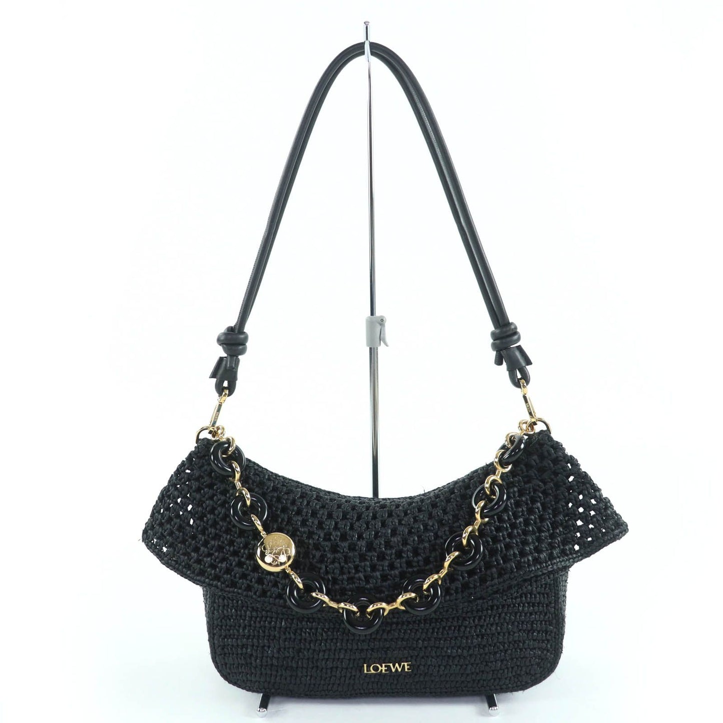 Loewe Ora Raffia Leather with Logo Hardware 2way