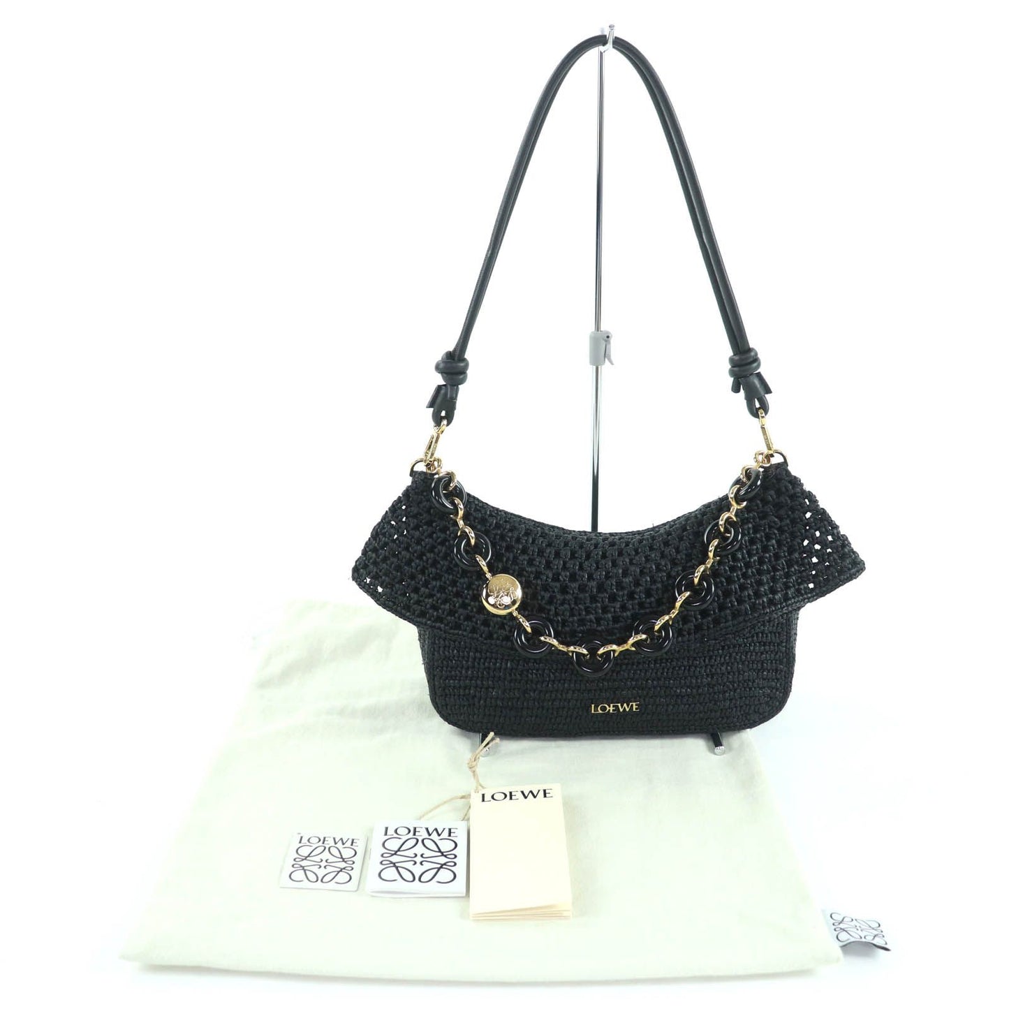 Loewe Ora Raffia Leather with Logo Hardware 2way