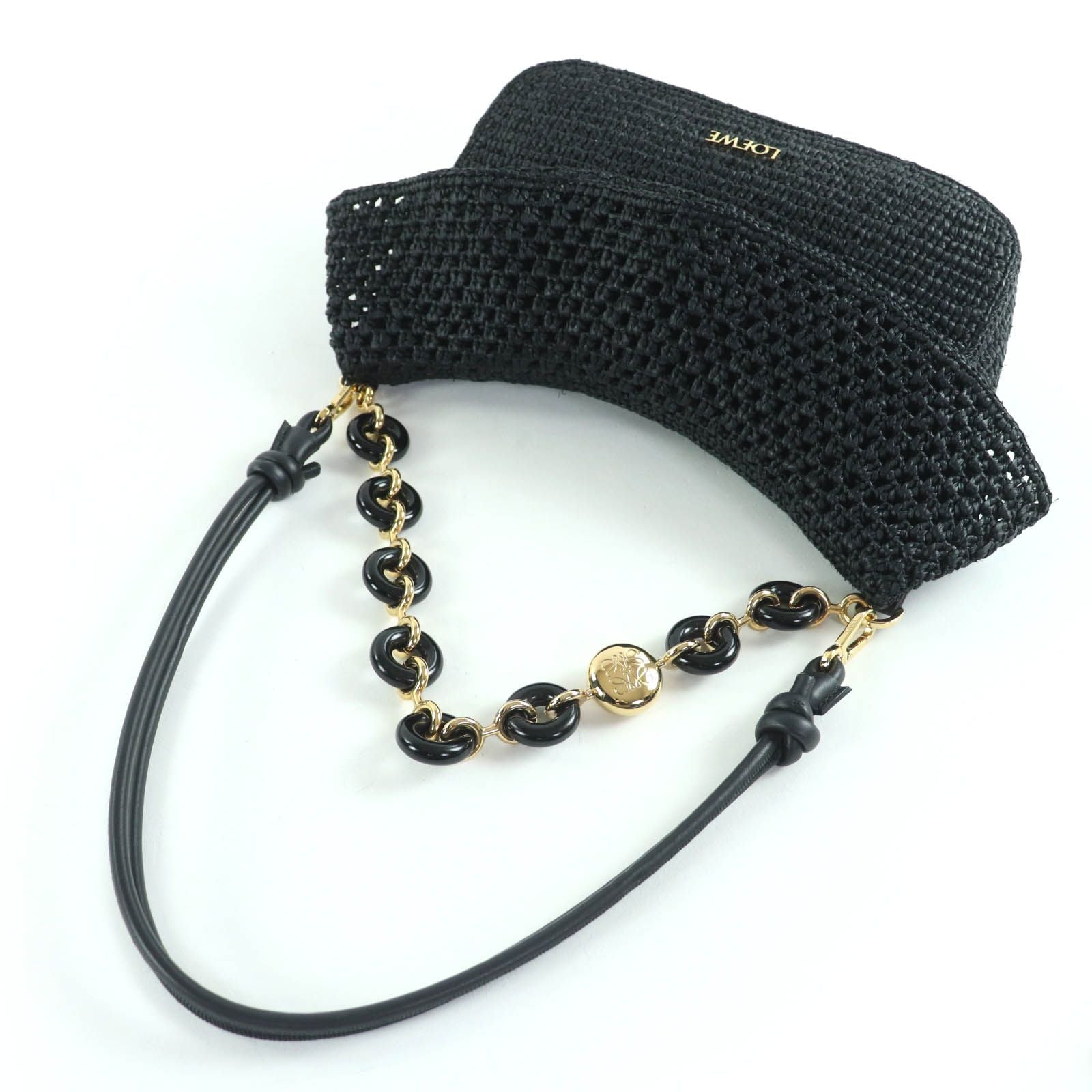 Loewe Ora Raffia Leather with Logo Hardware 2way