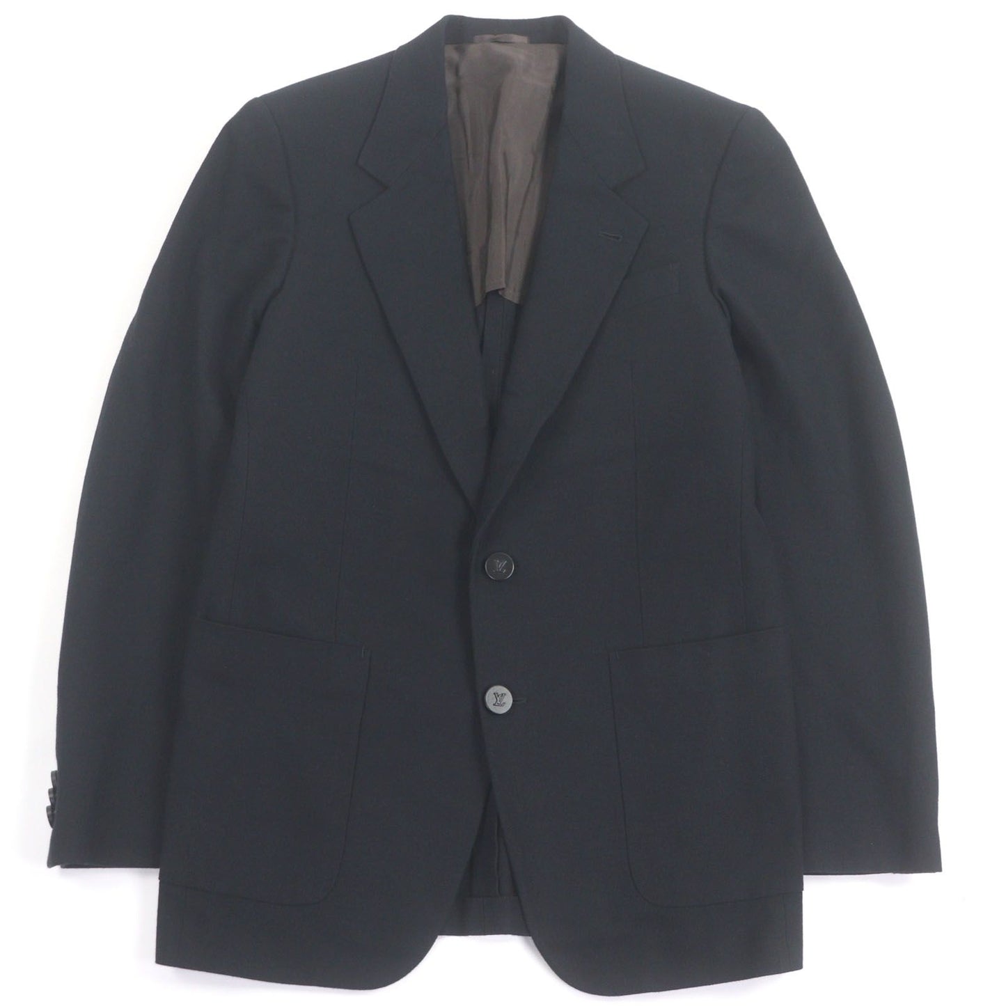 Quality□Louis Vuitton 100% Cotton Lv Logo Button Single Blue Leather