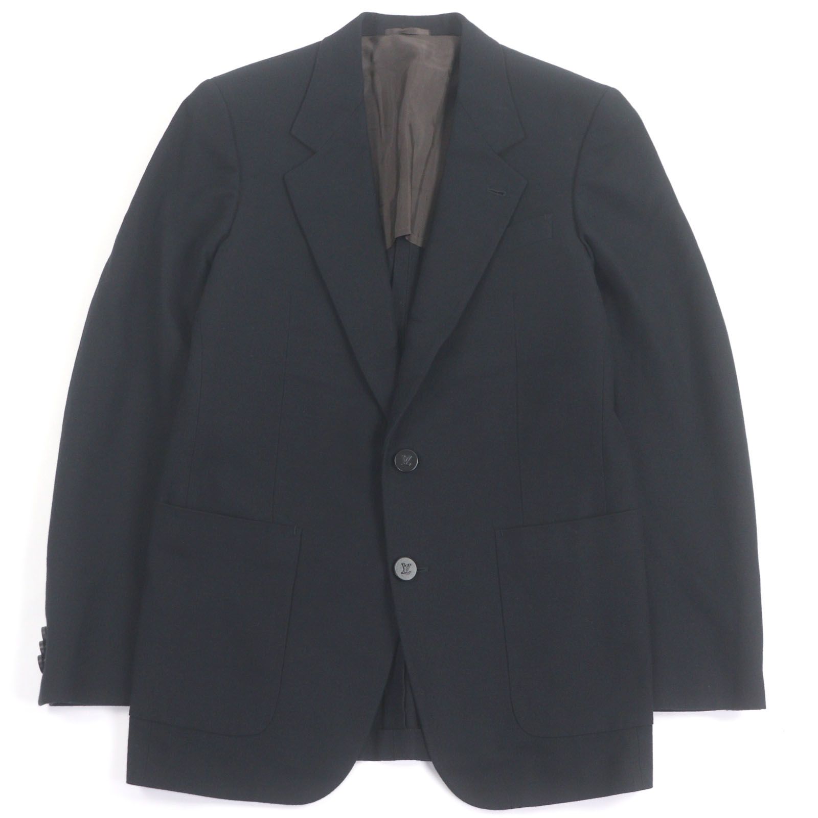 Quality□Louis Vuitton 100% Cotton Lv Logo Button Single Blue Leather