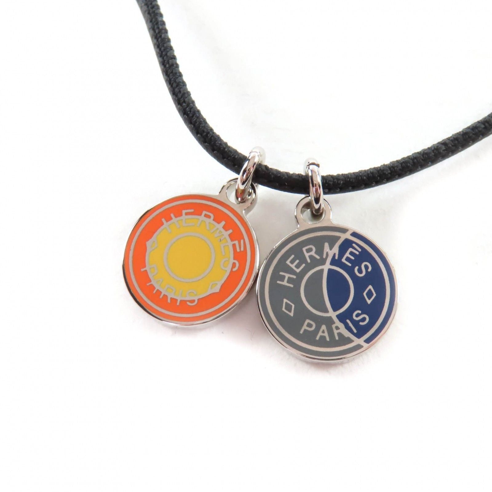 Hermes Eclipse Necklace Pendant Choker Orange Blue