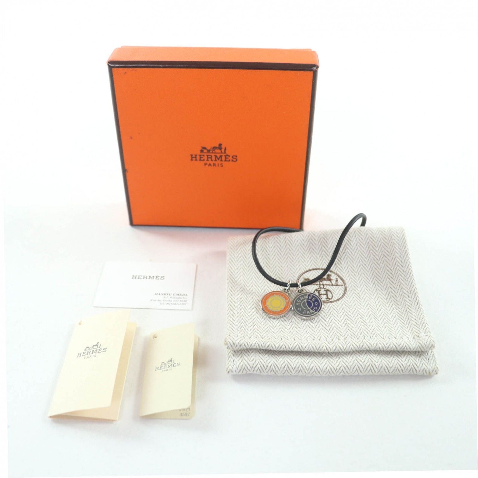 Hermes Eclipse Necklace Pendant Choker Orange Blue