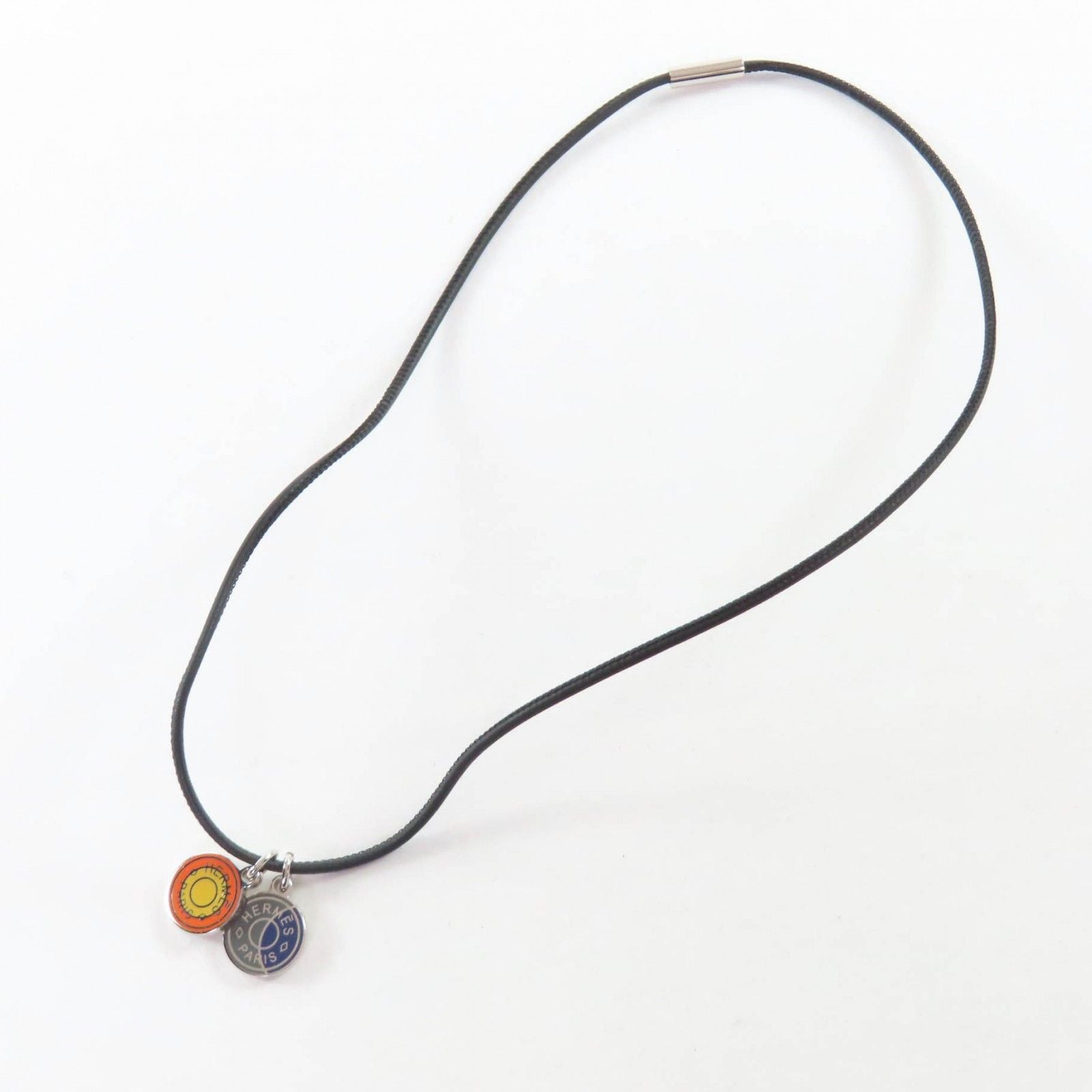 Hermes Eclipse Necklace Pendant Choker Orange Blue