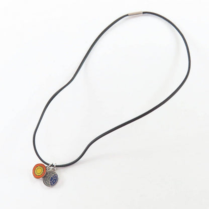 Hermes Eclipse Necklace Pendant Choker Orange Blue